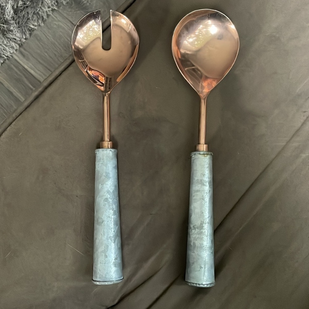 Galvanized and copper serving set - Picture 2 of 8